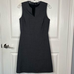 Theory Sz 6 Gray Wool Blend Sleeveless Sheath Dress Knee Length